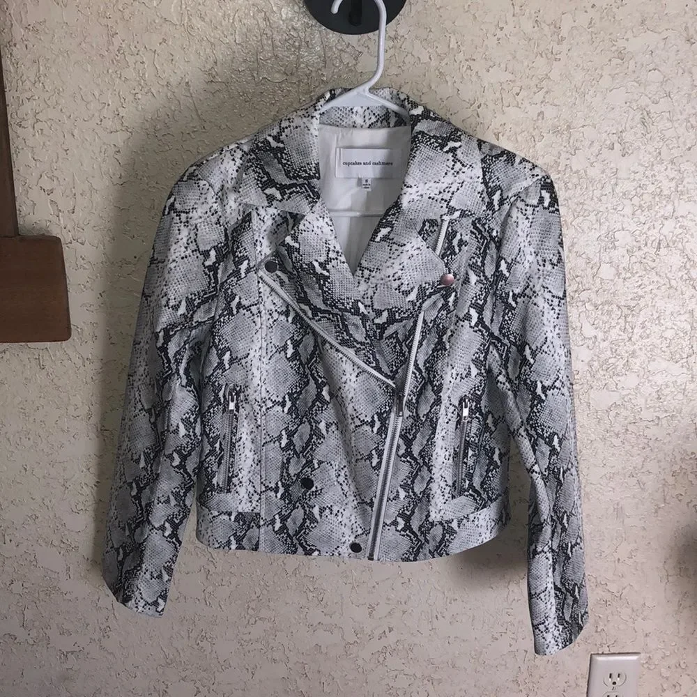 Cupcakes and Cashmere Beatrix Snake Print Moto Jacket
